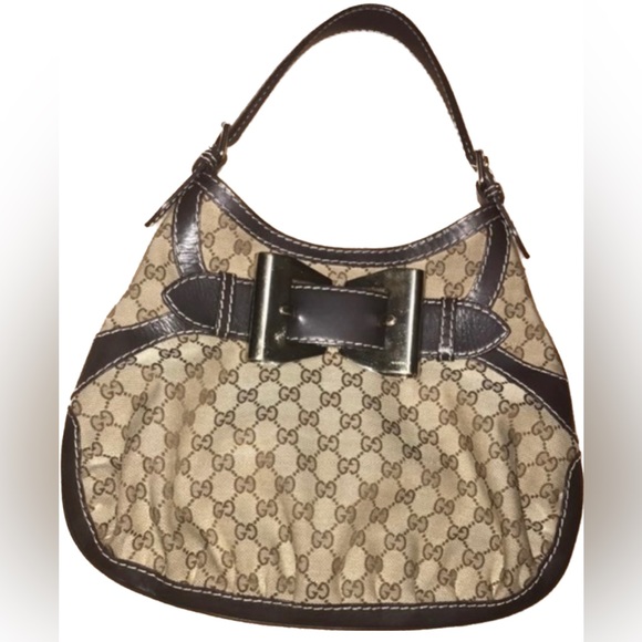 ♥️💖♥️Authentic GUCCI hobo bag . Brown Leather and Canvas . - Picture 3 of 17